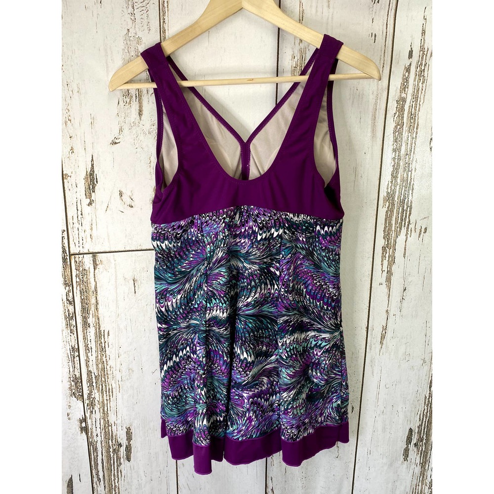Wantdo Purple And Teal Modest Swimsuit Dress - Picture 3 of 5